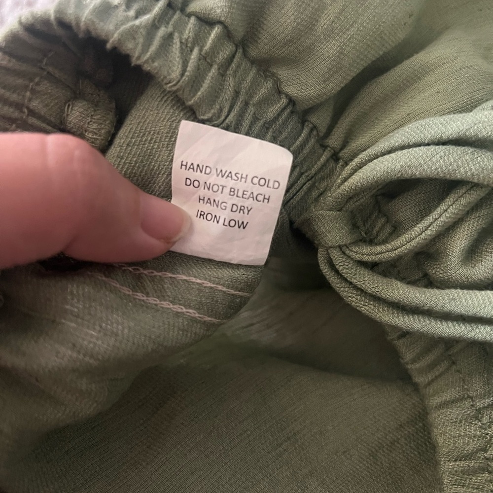 Sienna Sky Linen Blend Wide Leg Pants XS Green Cream Stripe Casual Lounge - Picture 8 of 8